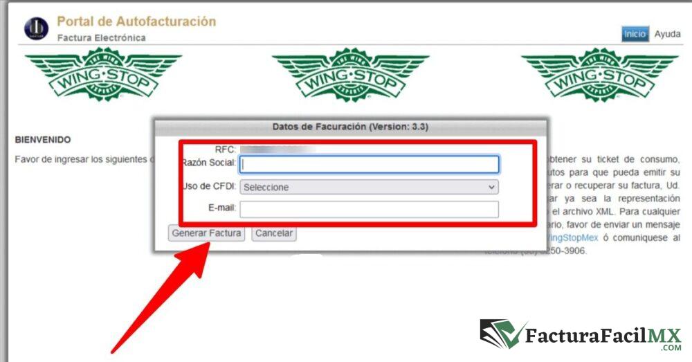 Facturación WingStop en Línea de Tickets 11 Facturación WingStop en Línea de Tickets
