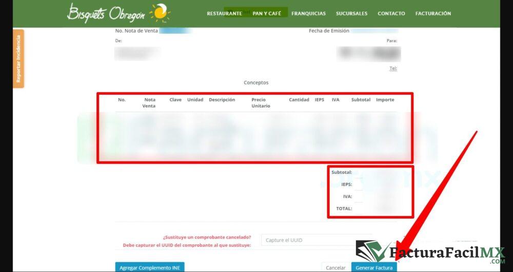 Facturación Bisquets Obregón en Línea de Tickets 10 Facturación Bisquets Obregón en Línea de Tickets