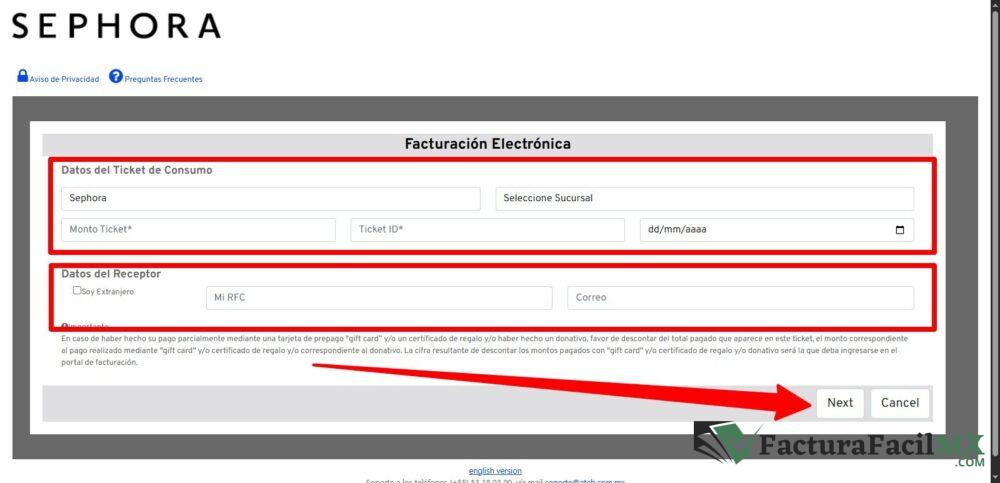 Facturación Sephora en Línea de Tickets 8 Facturación Sephora en Línea de Tickets