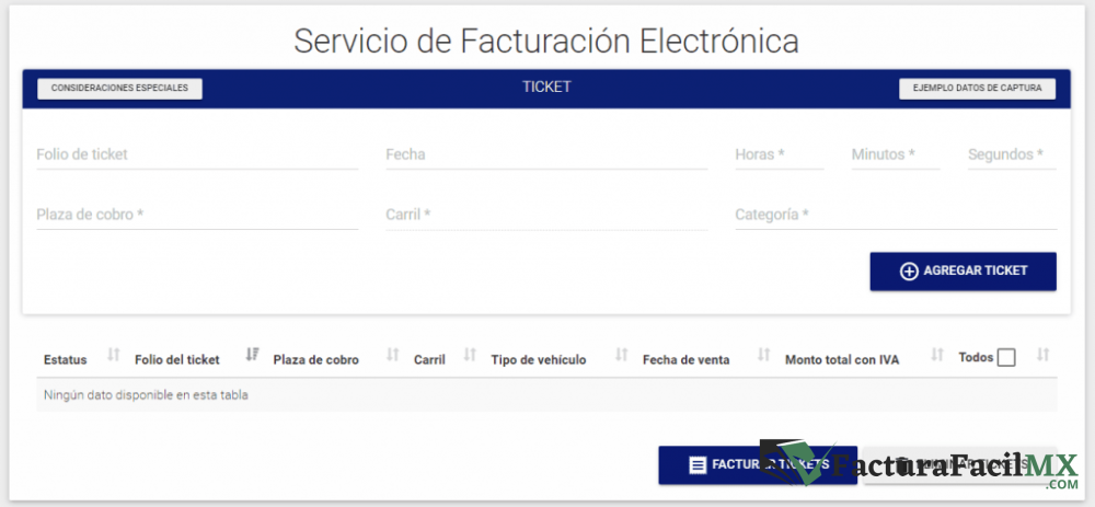 Facturación Concesionaria Mexiquense en Línea de Tickets 10 Facturación Concesionaria Mexiquense en Línea de Tickets