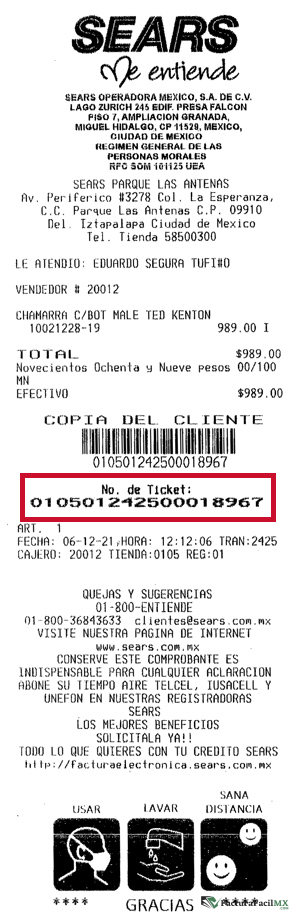 Facturación Sears en Línea de Tickets 6 Facturación Sears en Línea de Tickets