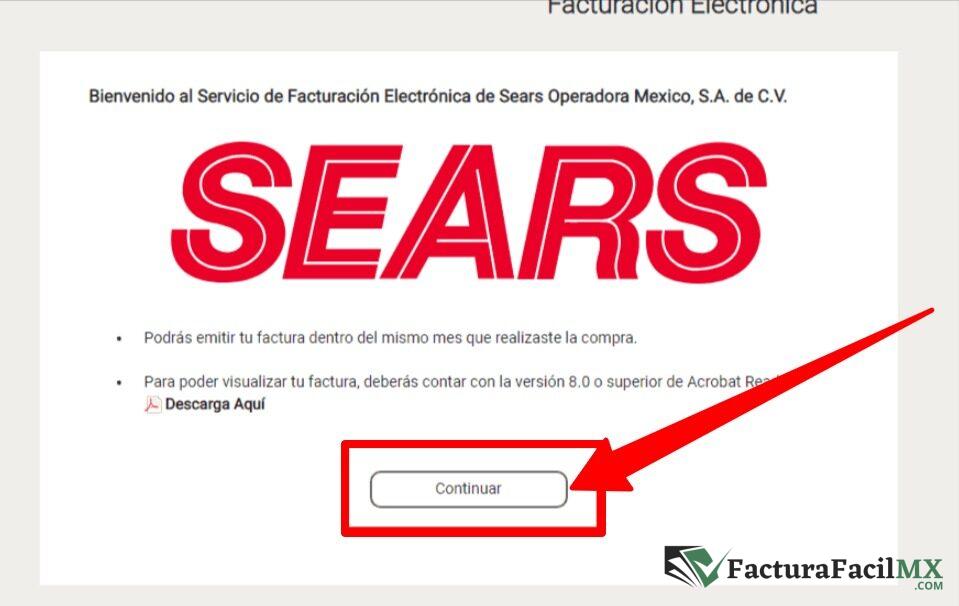 Facturación Sears en Línea de Tickets 7 Facturación Sears en Línea de Tickets