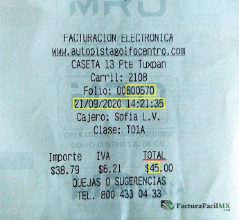 Facturación Autopista Golfo Centro en Línea de Tickets 6 Facturación Autopista Golfo Centro en Línea de Tickets