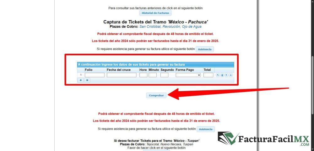 Facturación Autopista Golfo Centro en Línea de Tickets 9 Facturación Autopista Golfo Centro en Línea de Tickets
