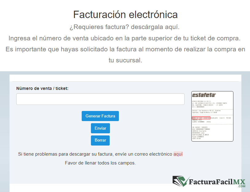 Facturación Estafeta en Línea de Tickets 8 Facturación Estafeta en Línea de Tickets