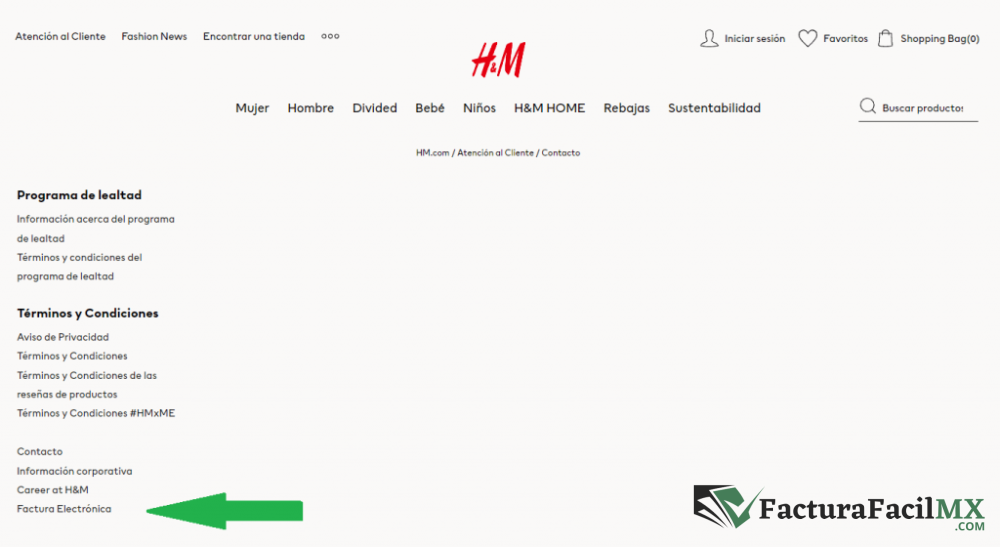 Facturación H&M en Línea de Tickets