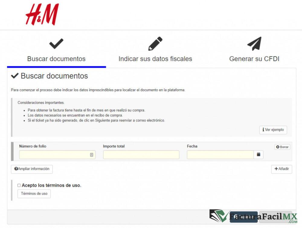 Facturación H&M en Línea de Tickets