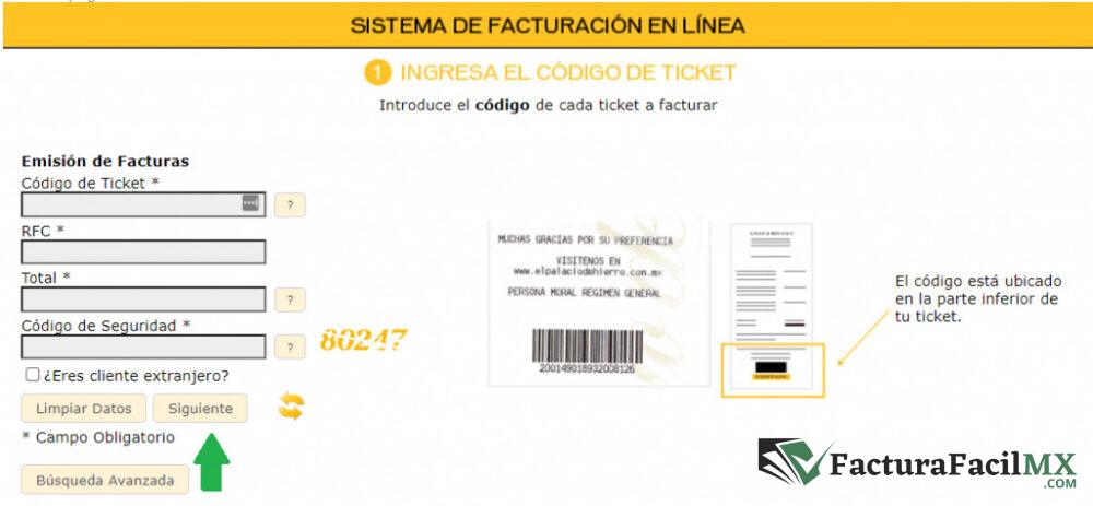 Facturación Palacio de Hierro en Línea de Tickets 6 Facturación Palacio de Hierro en Línea de Tickets
