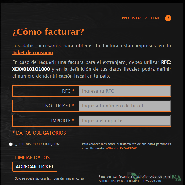 Facturación Toks en Línea de Tickets 10 Facturación Toks en Línea de Tickets