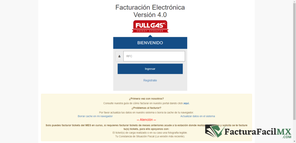 Facturación Fullgas en Línea de Tickets 8 Facturación Fullgas en Línea de Tickets