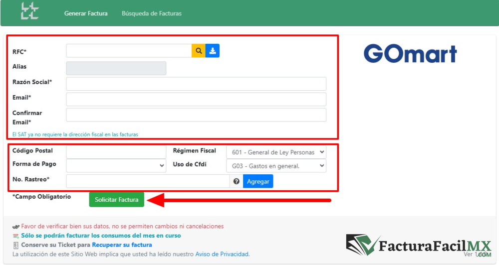 Facturación GoGas en Línea de Tickets 8 Facturación GoGas en Línea de Tickets