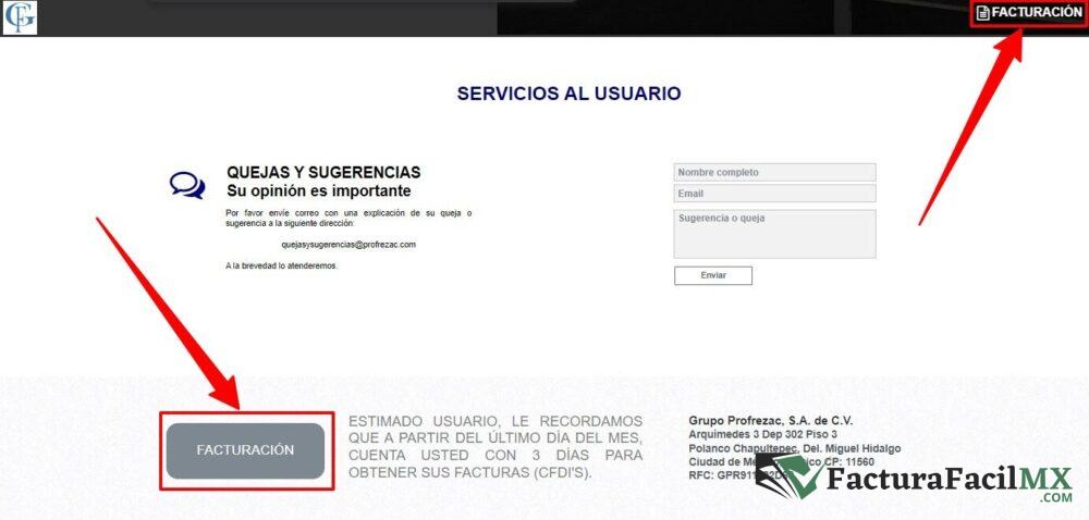 Facturación Grupo PROFREZAC en Línea de Tickets 6 Facturación Grupo PROFREZAC en Línea de Tickets