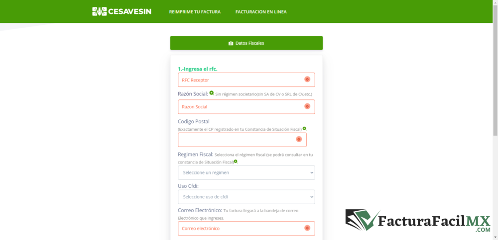 Facturación CESAVESIN en Línea de Tickets 6 Facturación CESAVESIN en Línea de Tickets