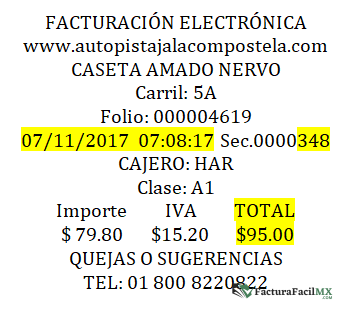 Facturación Autopista Jala – Compostela en Línea de Tickets 7 Facturación Autopista Jala – Compostela en Línea de Tickets