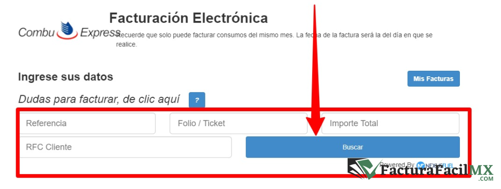 Facturación Combu Express en Línea de Tickets