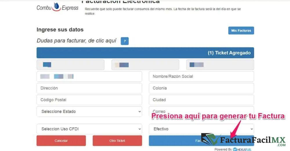 Facturación Combu Express en Línea de Tickets