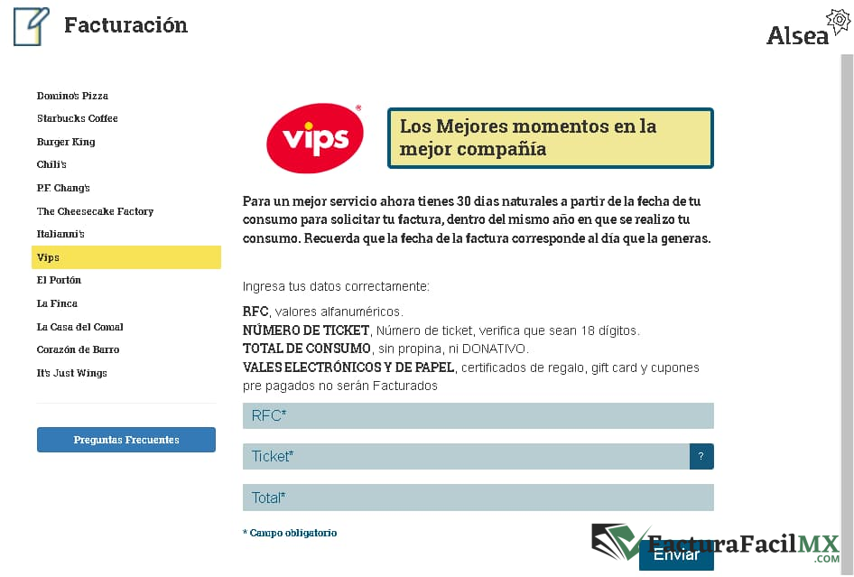 Facturación Vips en Línea de Tickets 9 Facturación Vips en Línea de Tickets