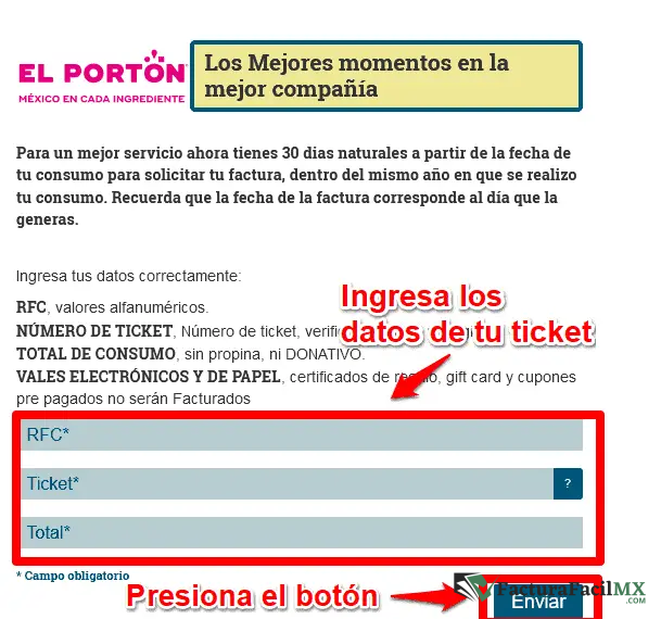 Facturación El Portón en Línea de Tickets 8 Facturación El Portón en Línea de Tickets