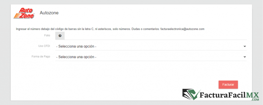 Facturación Autozone en Línea de Tickets