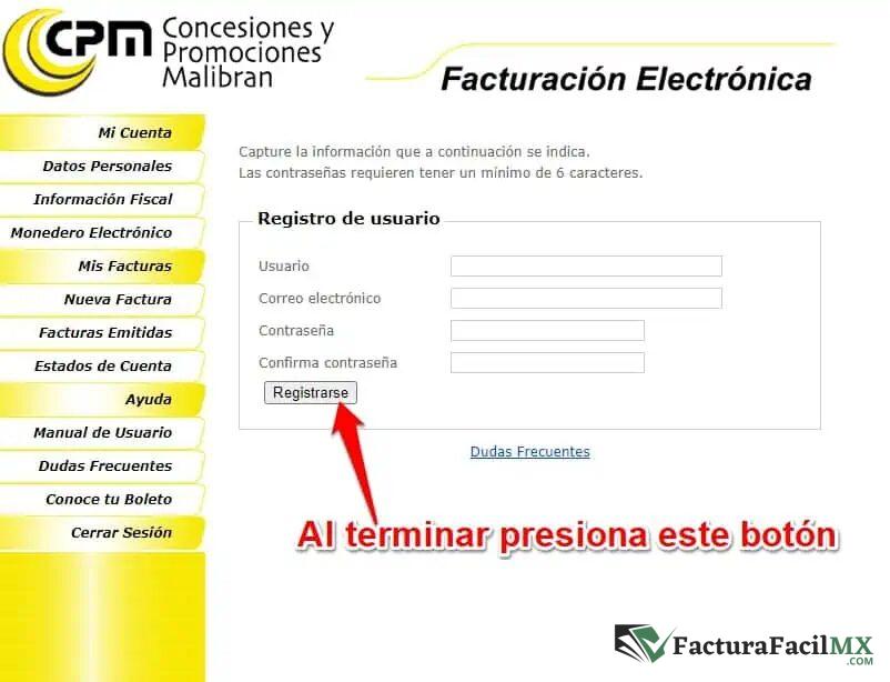 Facturación Plan del Rio (MALIBRAN) en Línea de Tickets 8 Facturación Plan del Rio (MALIBRAN) en Línea de Tickets