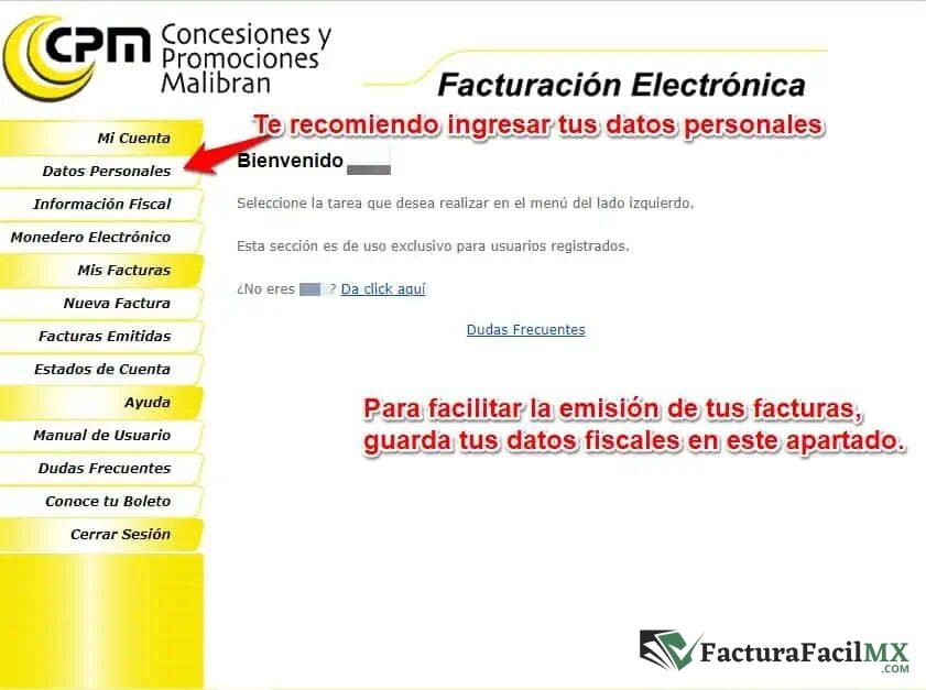 Facturación Plan del Rio (MALIBRAN) en Línea de Tickets 9 Facturación Plan del Rio (MALIBRAN) en Línea de Tickets