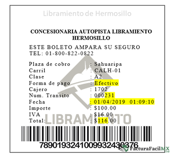 Facturación Ocacsa Libramiento Hermosillo en Línea de Tickets 7 Facturación Ocacsa Libramiento Hermosillo en Línea de Tickets