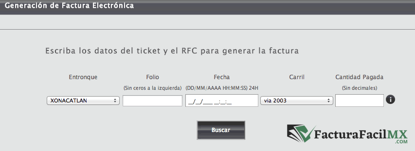 Facturación Autopista Chamapa Laventa en Línea de Tickets 7 Facturación Autopista Chamapa Laventa en Línea de Tickets