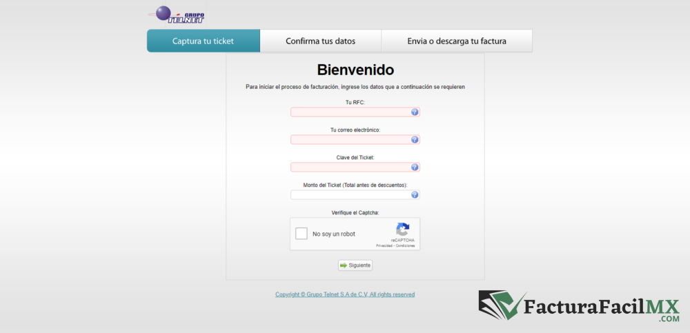 Facturación Grupo Telnet en Línea de Tickets 6 Facturación Grupo Telnet en Línea de Tickets