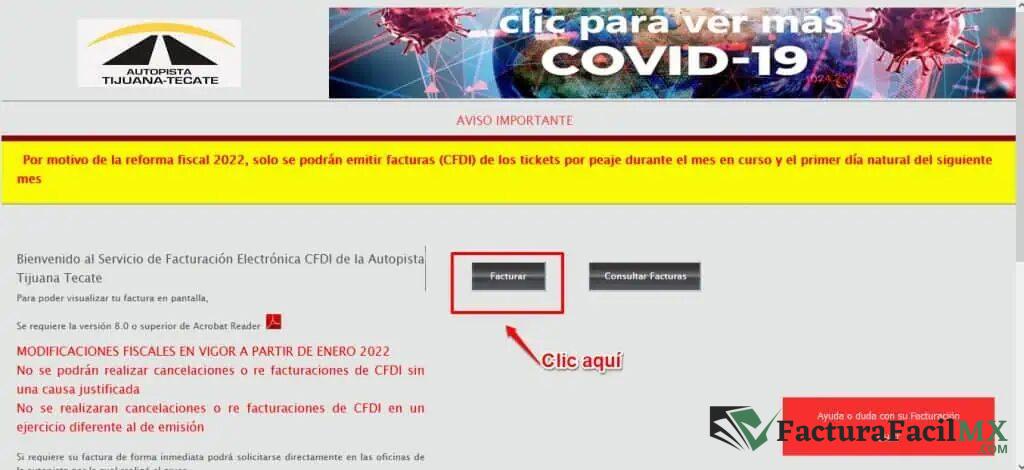 Facturación Autopista Tijuana Tecate en Línea de Tickets 7 Facturación Autopista Tijuana Tecate en Línea de Tickets