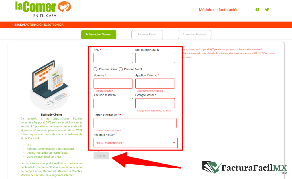 Facturación Fresko en Línea de Tickets