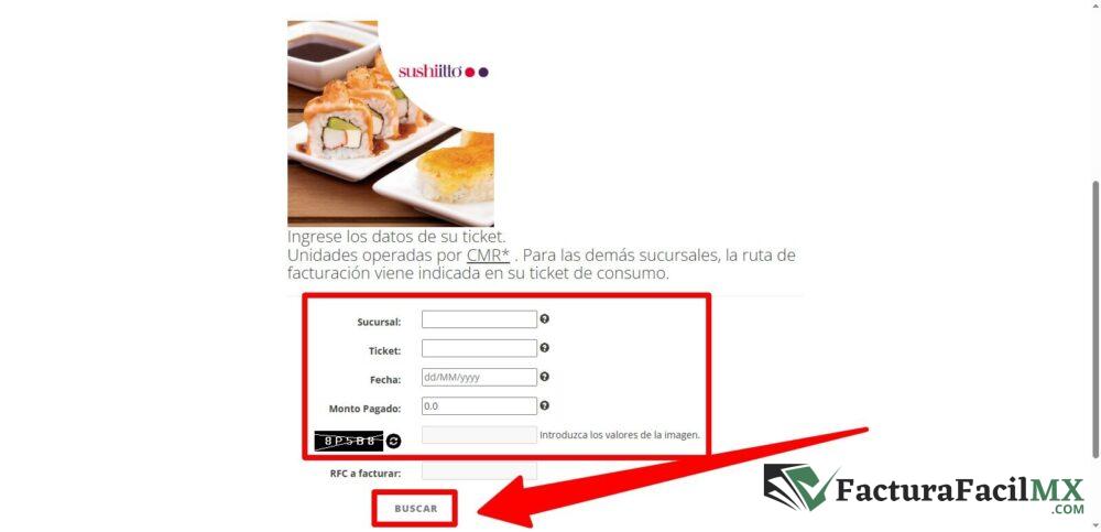 Facturación Sushi Itto en Línea de Tickets 8 Facturación Sushi Itto en Línea de Tickets