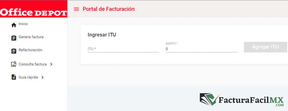 Facturación Office Depot en Línea de Tickets