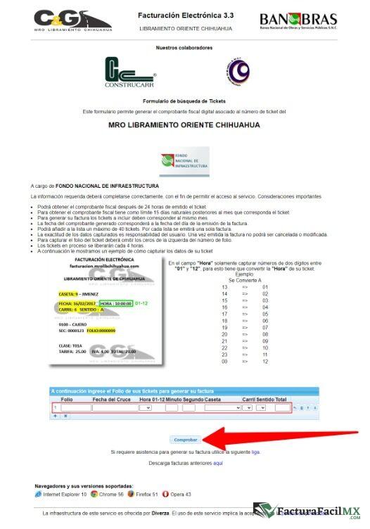Facturación MRO LIBRAMIENTO CHIHUAHUA en Línea de Tickets 7 Facturación MRO LIBRAMIENTO CHIHUAHUA en Línea de Tickets