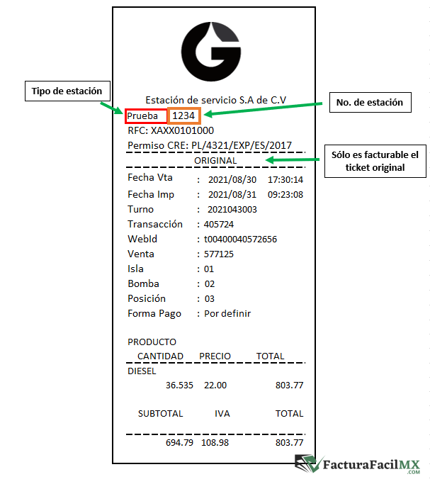 Facturación GL Gasolineras en Línea de Tickets