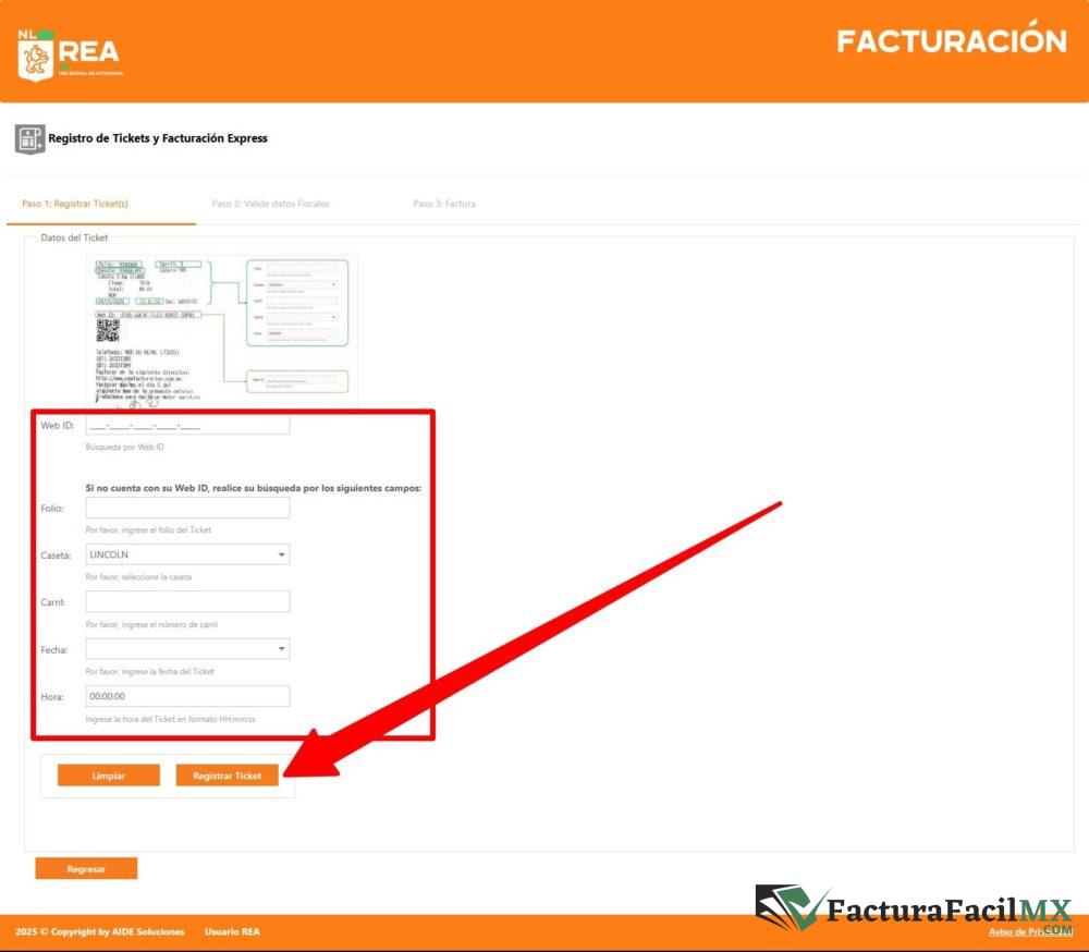 Facturación REA Nuevo León en Línea de Tickets 9 Facturación REA Nuevo León en Línea de Tickets