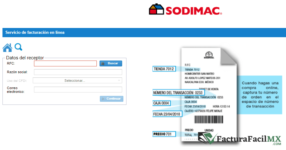 Facturación Sodimac en Línea de Tickets 7 Facturación Sodimac en Línea de Tickets