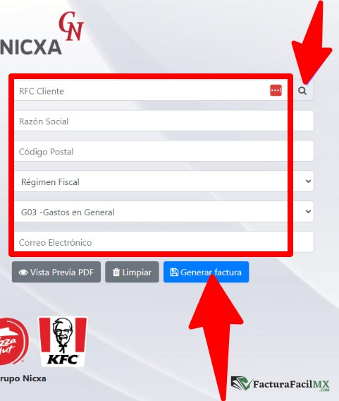 Facturación Grupo Nicxa en Línea de Tickets 8 Facturación Grupo Nicxa en Línea de Tickets