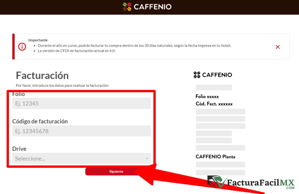 Facturación CAFFENIO en Línea de Tickets 8 Facturación CAFFENIO en Línea de Tickets