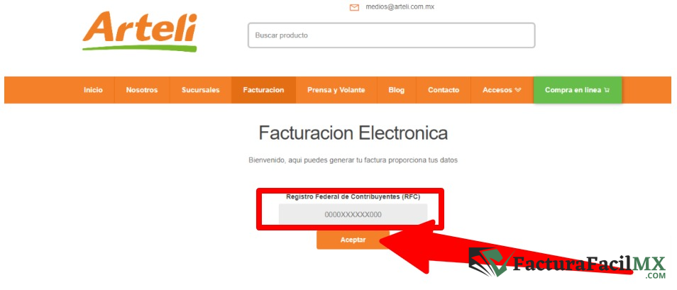 Facturación Arteli en Línea de Tickets