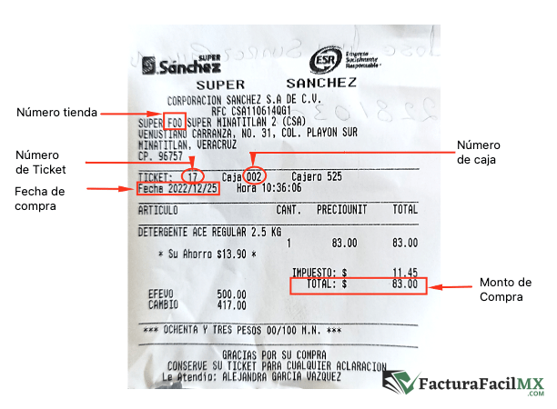 Facturación Súper Sánchez en Línea de Tickets