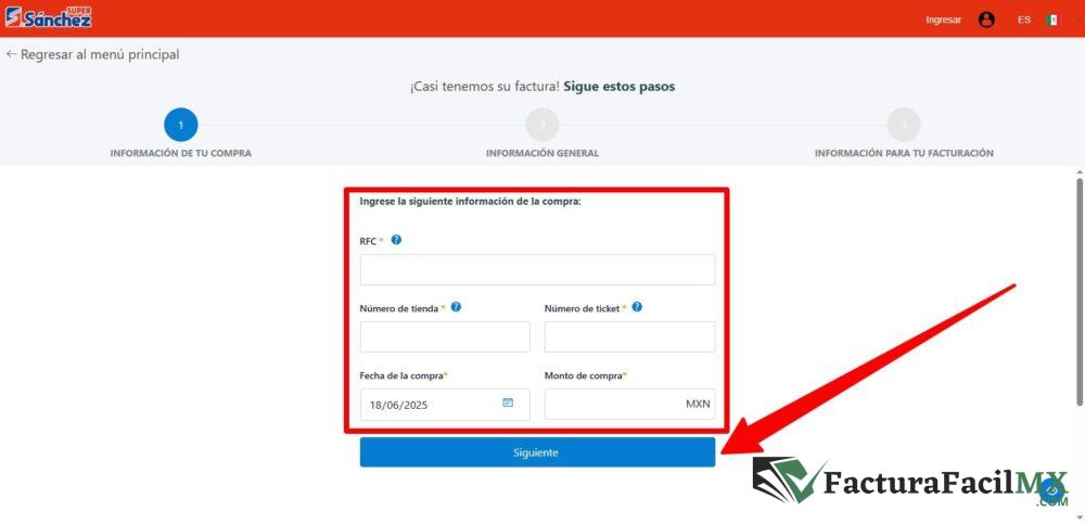 Facturación Súper Sánchez en Línea de Tickets