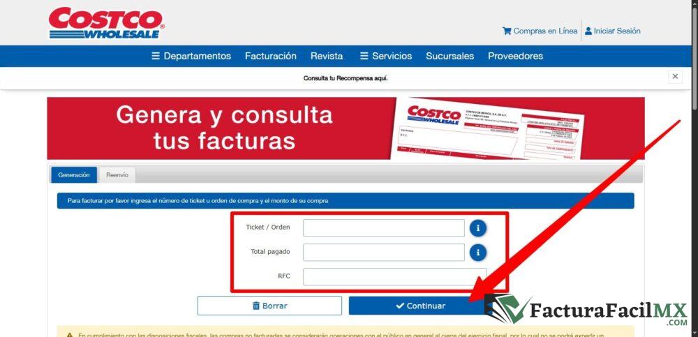 Facturación Costco en Línea de Tickets 8 Facturación Costco en Línea de Tickets
