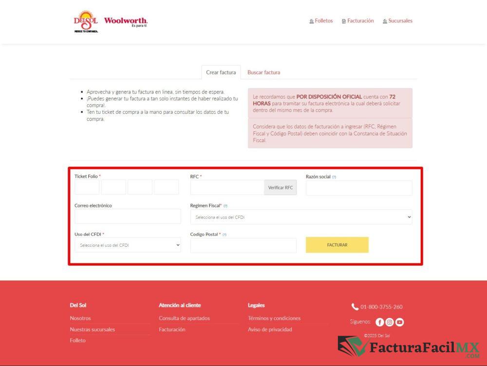 Facturación Woolworth en Línea de Tickets