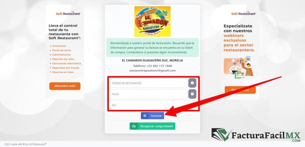 Facturación El Camarón Guasaveño en Línea de Tickets 7 Facturación El Camarón Guasaveño en Línea de Tickets
